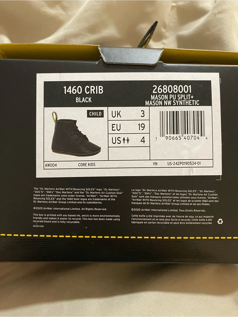 Dr. Martens Black Youth 1460 Crib Boots - Kids